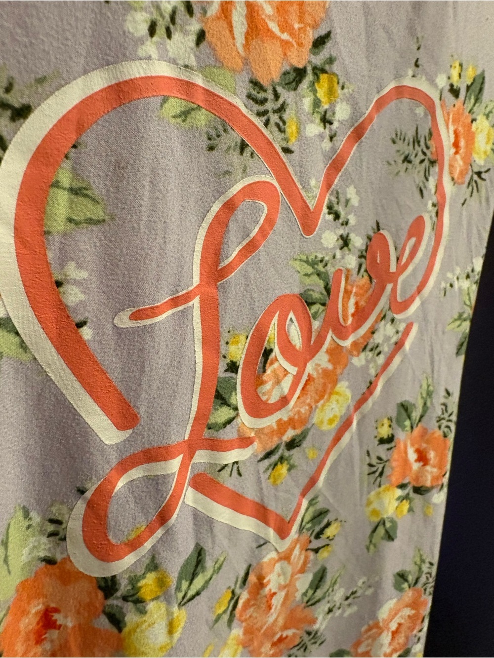Girls' gray Floral 'Love' Graphic Top